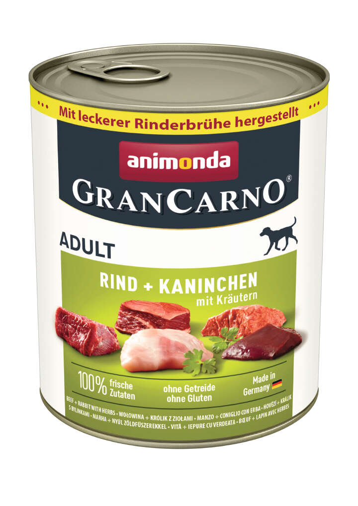animonda Hunde-Nassfutter GranCarno Adult Rind + Kaninchen + Kräuter